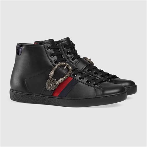 gucci ace leather sneaker mens|gucci ace high top sneakers.